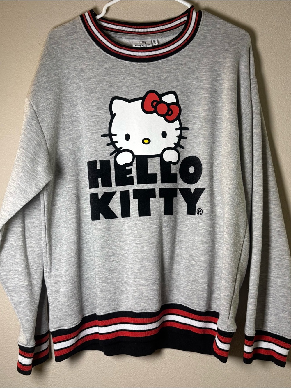 Hello Kitty By Sanrio Sweatshirt Crew Neck Longsleeve Oversized Grey XL